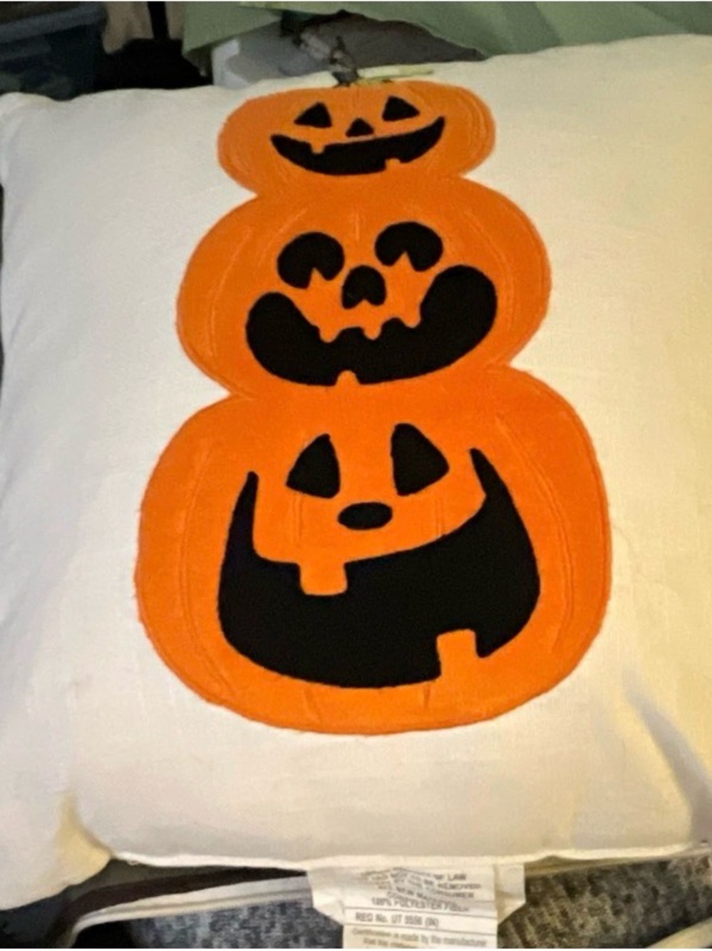 Orange Pumpkin Stack Halloween pillow